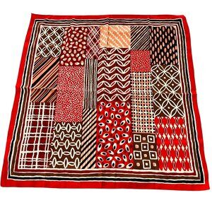 1970s 1980s Vintage Patchwork Print Scarf 25 x 25" Square Synthetic Unbranded